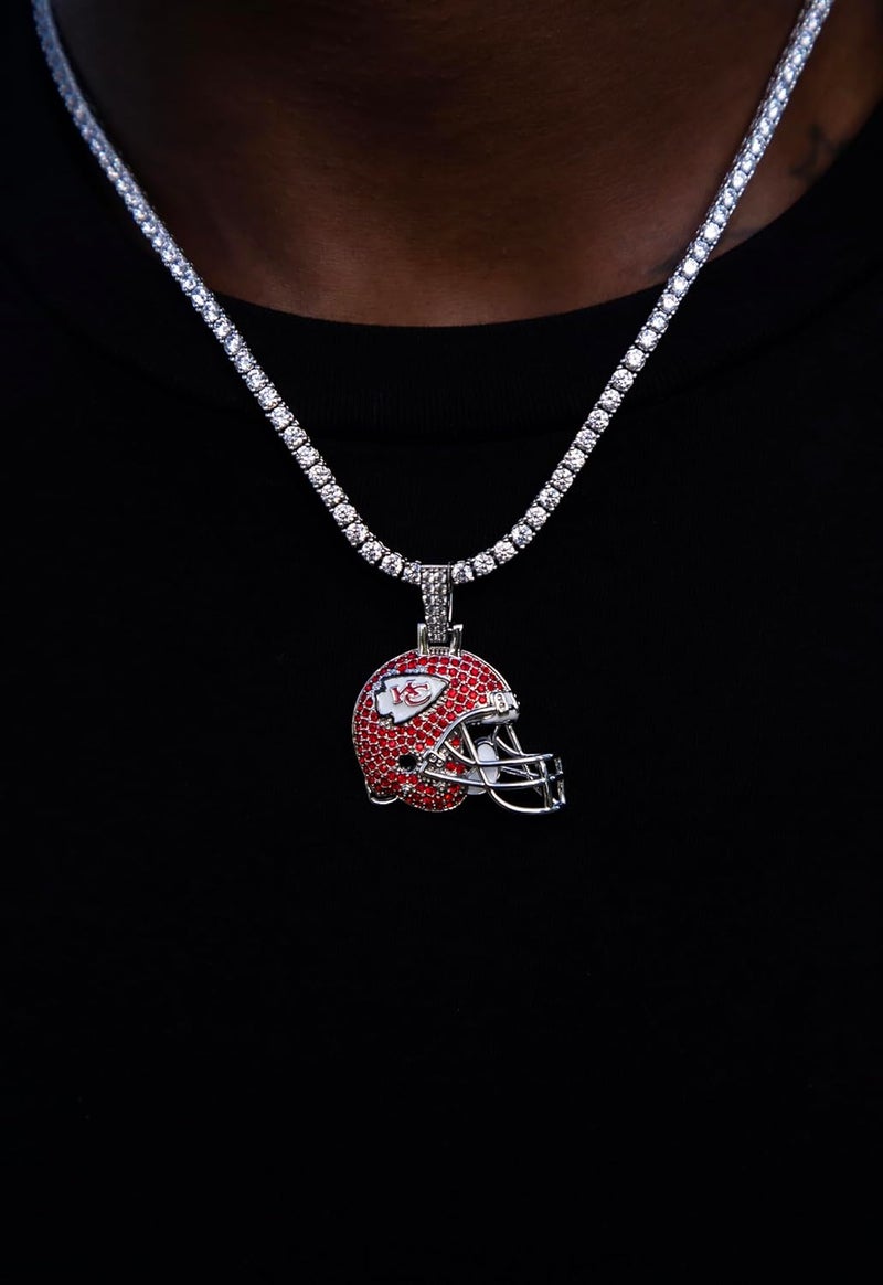 GLD Officially Licensed NFL Sports Team Helmet Pendant - Gold Plated Iced Out Football Necklace Charm - Image 2